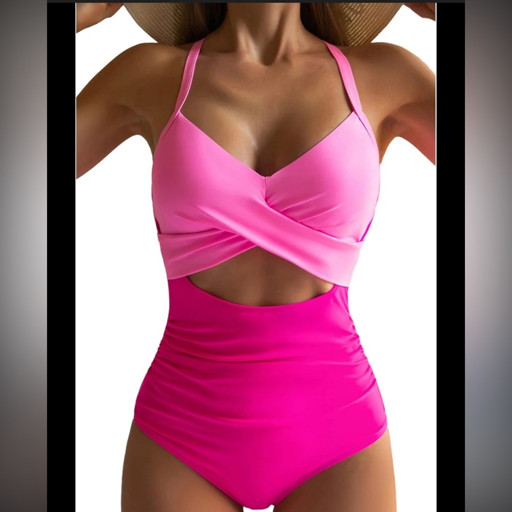 Eomenie Women's One Piece Swimsuits Tummy Control Cutout High Waisted Sz 2XL ⚫️